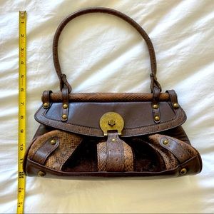 Charles and Keith brown mixed media handbag